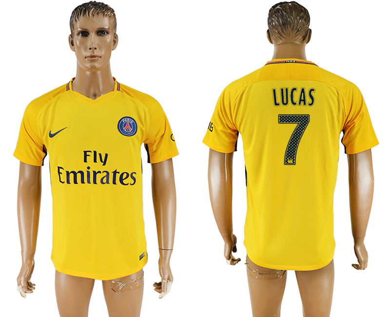 2018 PSG FOOTBALL JERSEYS LUCAS #7 YELLOW