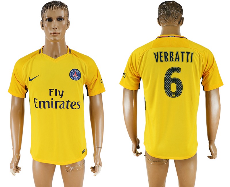 2018 PSG FOOTBALL JERSEYS VERRATTI #6 YELLOW