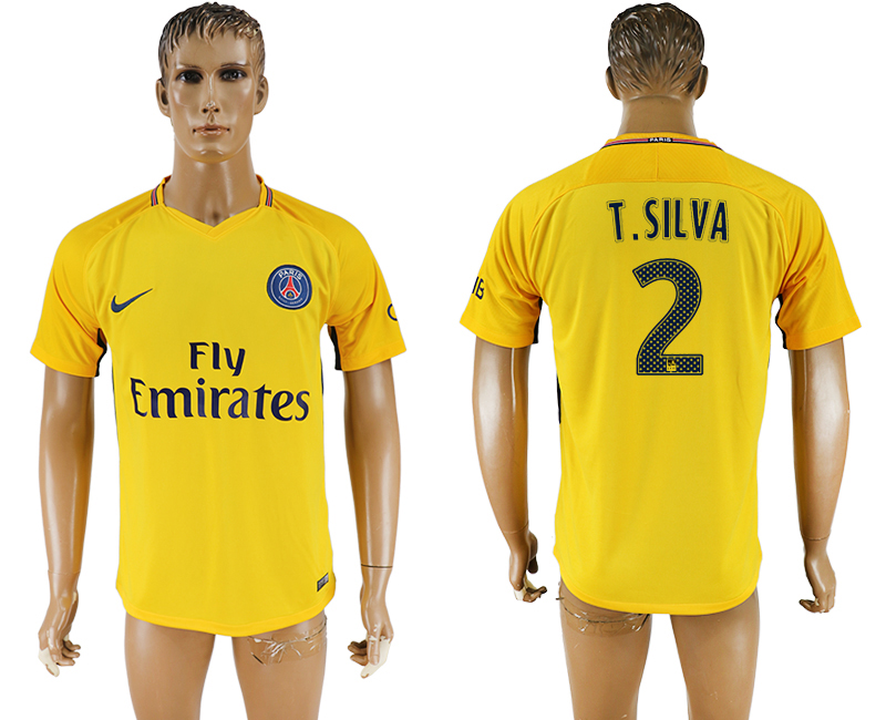 2018 PSG FOOTBALL JERSEYS T.SILVA #2 YELLOW