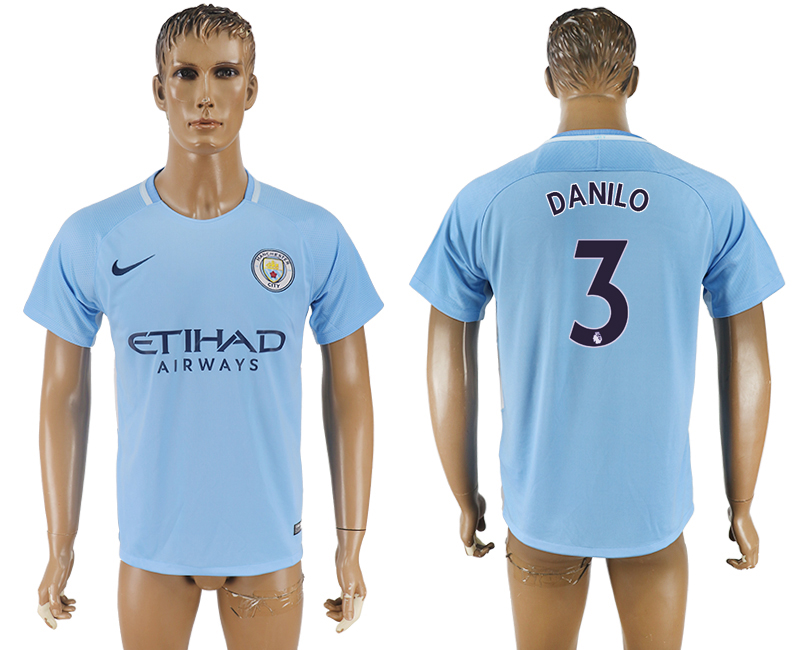 2017-2018 Manchester City F.C. DANILO #3 football jersey blue