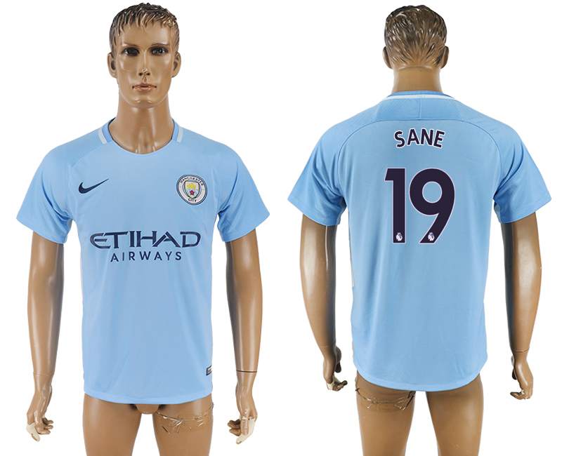 2017-2018 Manchester City F.C. SANE #19 football jersey blue