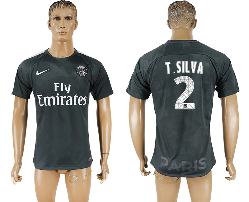 2018 PSG FOOTBALL JERSEYS T.SILVA #2 BLACK