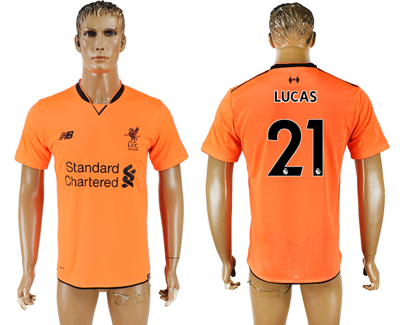 2017-2018 Liverpool LUCAS #21 FOOTBALL JERSEY ORANGE