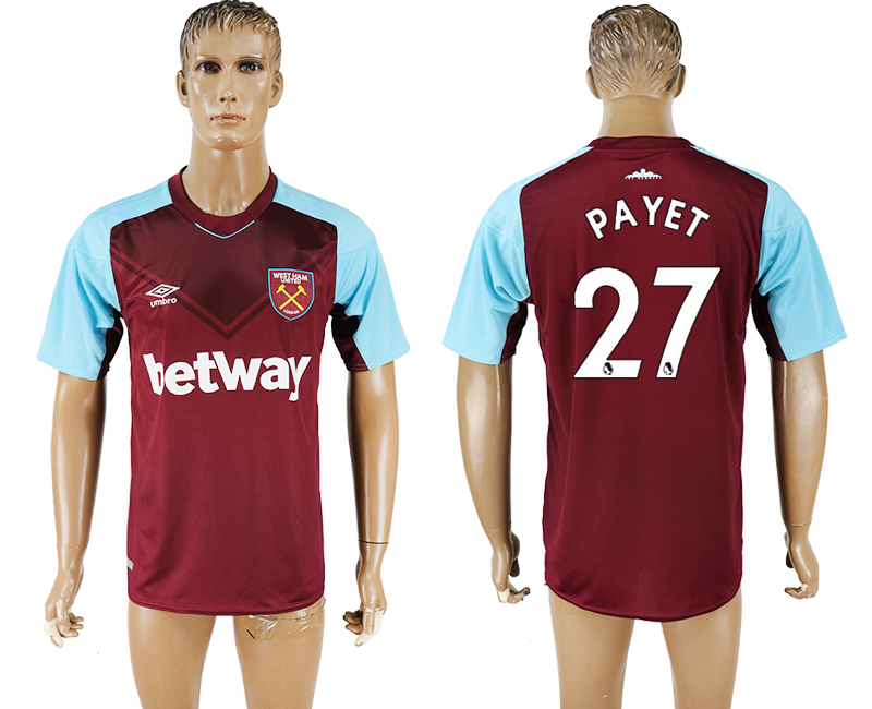 2017-2018 West Ham United Football Club PAYET #27 football jerse