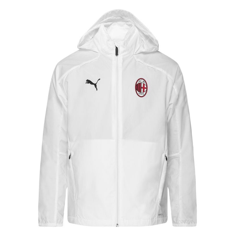 Milan Rain Jacket Tracksuit - White/Tango Red