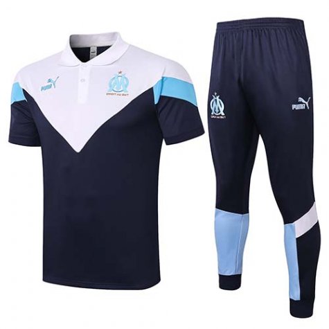 Maillot Polo Marseille 2020-21 blanc bleu marin