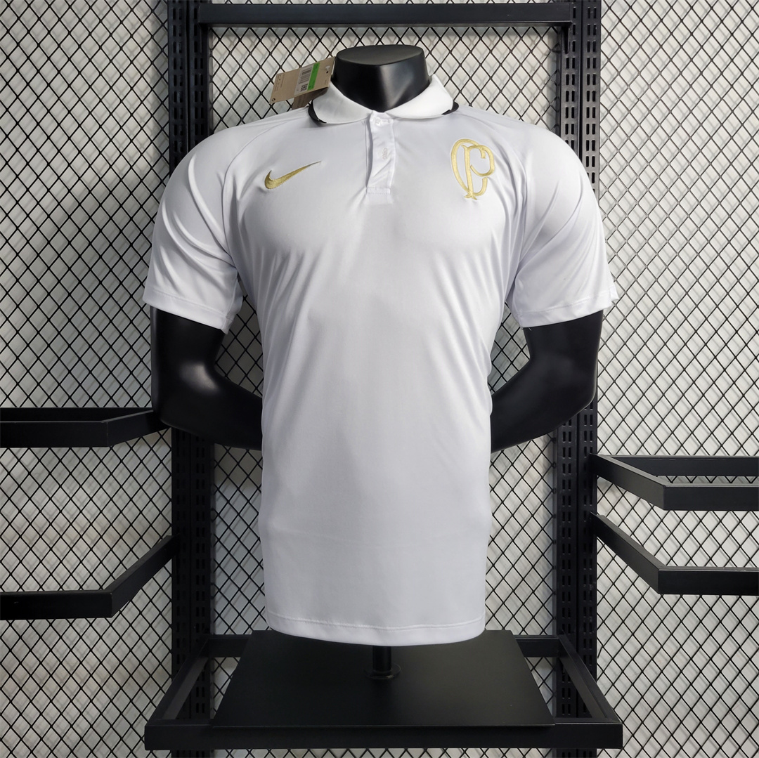 Polo Corinthians Blanc Maillot Vetements de Entrainement 2023-2024