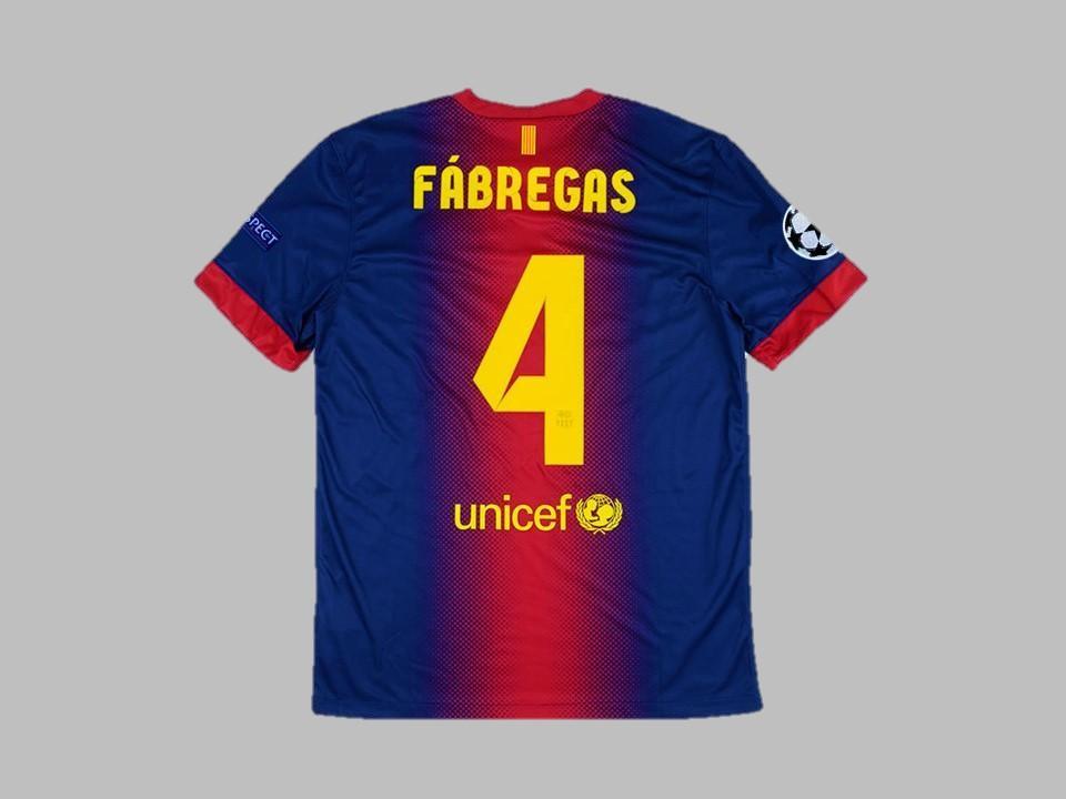 Barcelona 2012 2013 Ucl Patches Fabregas 4 Home Shirt