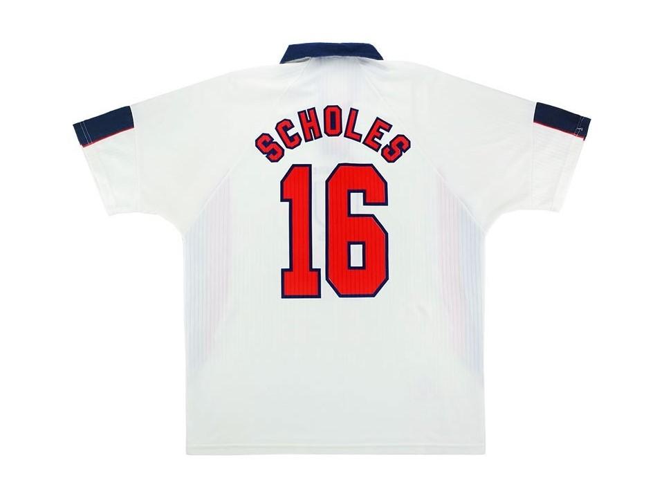 England 1998 Scholes 16 World Cup Home Football Shirt Soccer Jersey