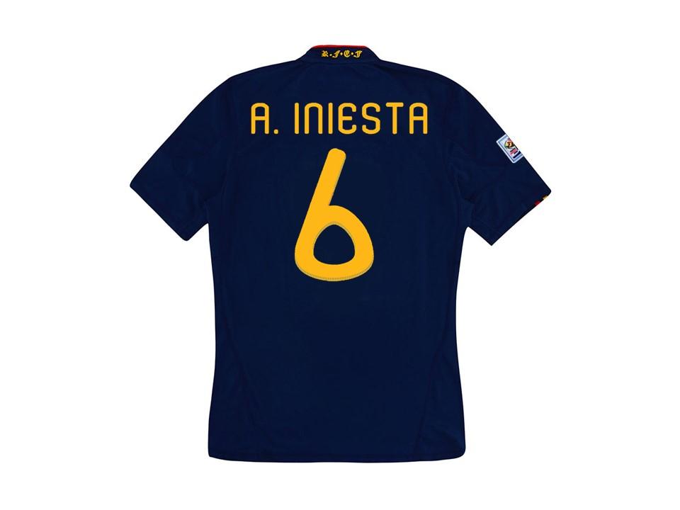 Spain 2010 Espaa Iniesta 6 World Cup Final Away Football Shirt Soccer Jersey